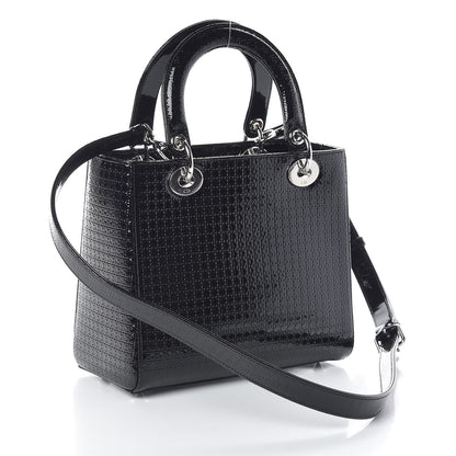 Christian Dior Patent Micro-Cannage Medium Lady Dior Black 3 of 9