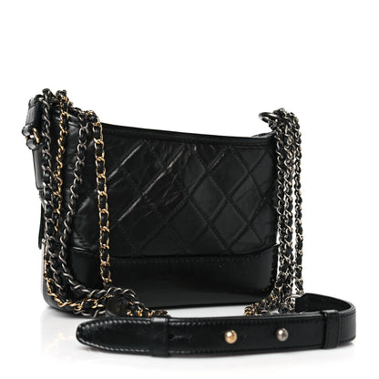 Chanel Aged Calfskin Quilted Small Gabrielle Hobo Black 3 of 9