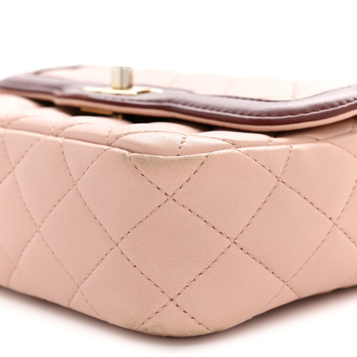 Chanel Lambskin Quilted Mini Two Tone Day Flap Pink Burgundy 10 of 15
