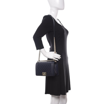 Chanel Lambskin Quilted Medium Boy Flap Deep Blue 2 of 10