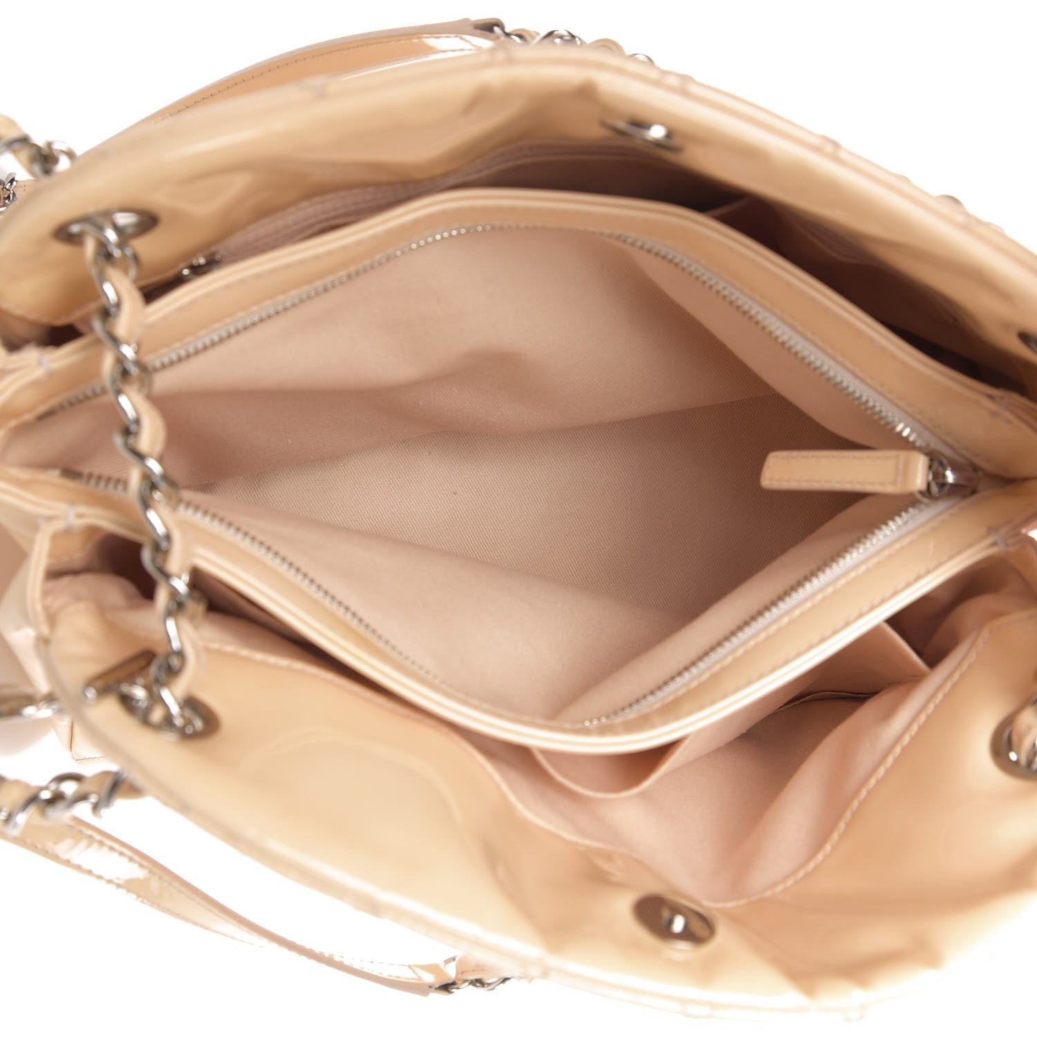 Chanel Patent Quilted Large Just Mademoiselle Bowling Bag Beige 5 of 11