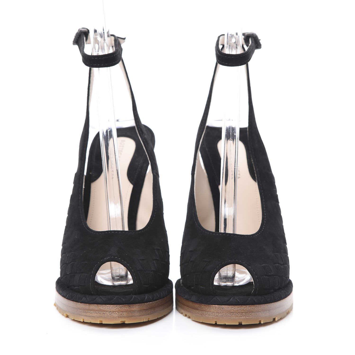 Bottega Veneta Suede Intrecciato Wedge Sandals 38 Black 2 of 10