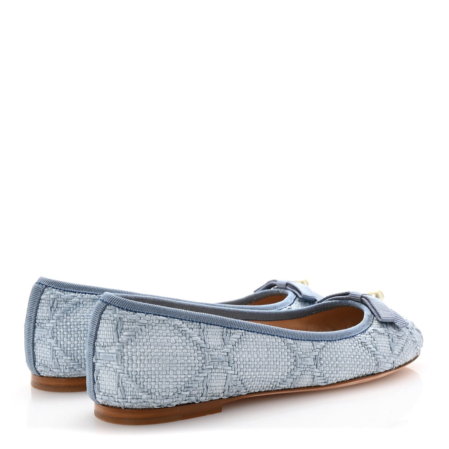 Raffia Cannage Ballet Flat 36 Bleu Pastel