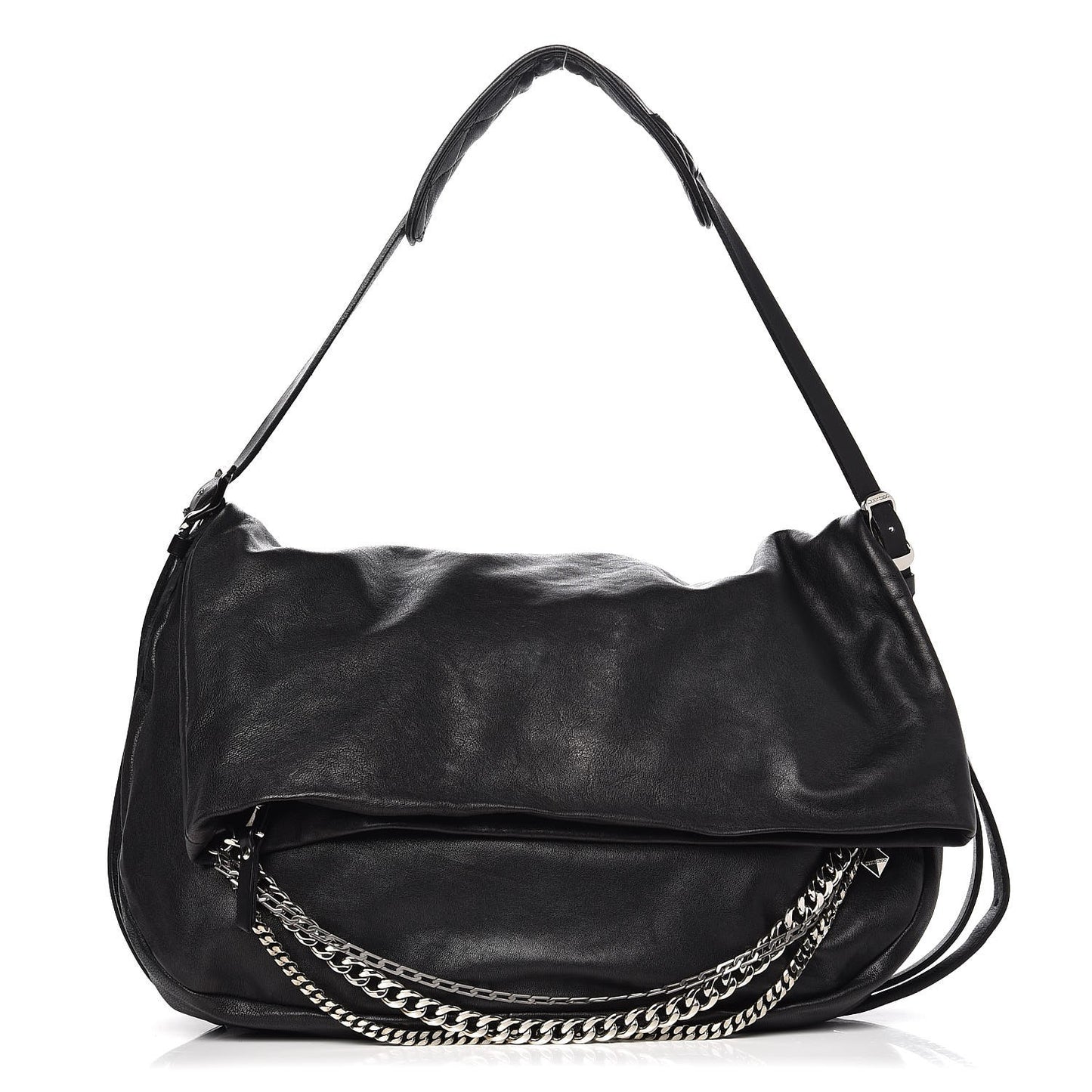 Lambskin Small Boho Biker Shoulder Bag Black