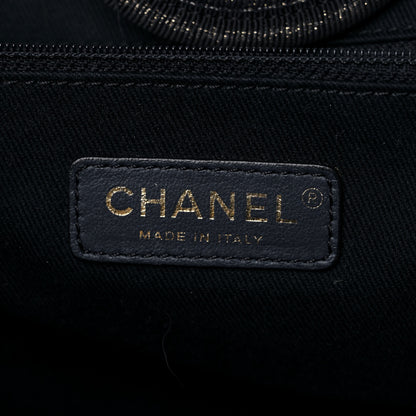 Chanel Lurex Canvas Medium Deauville Tote Navy Blue Gold 6 of 9