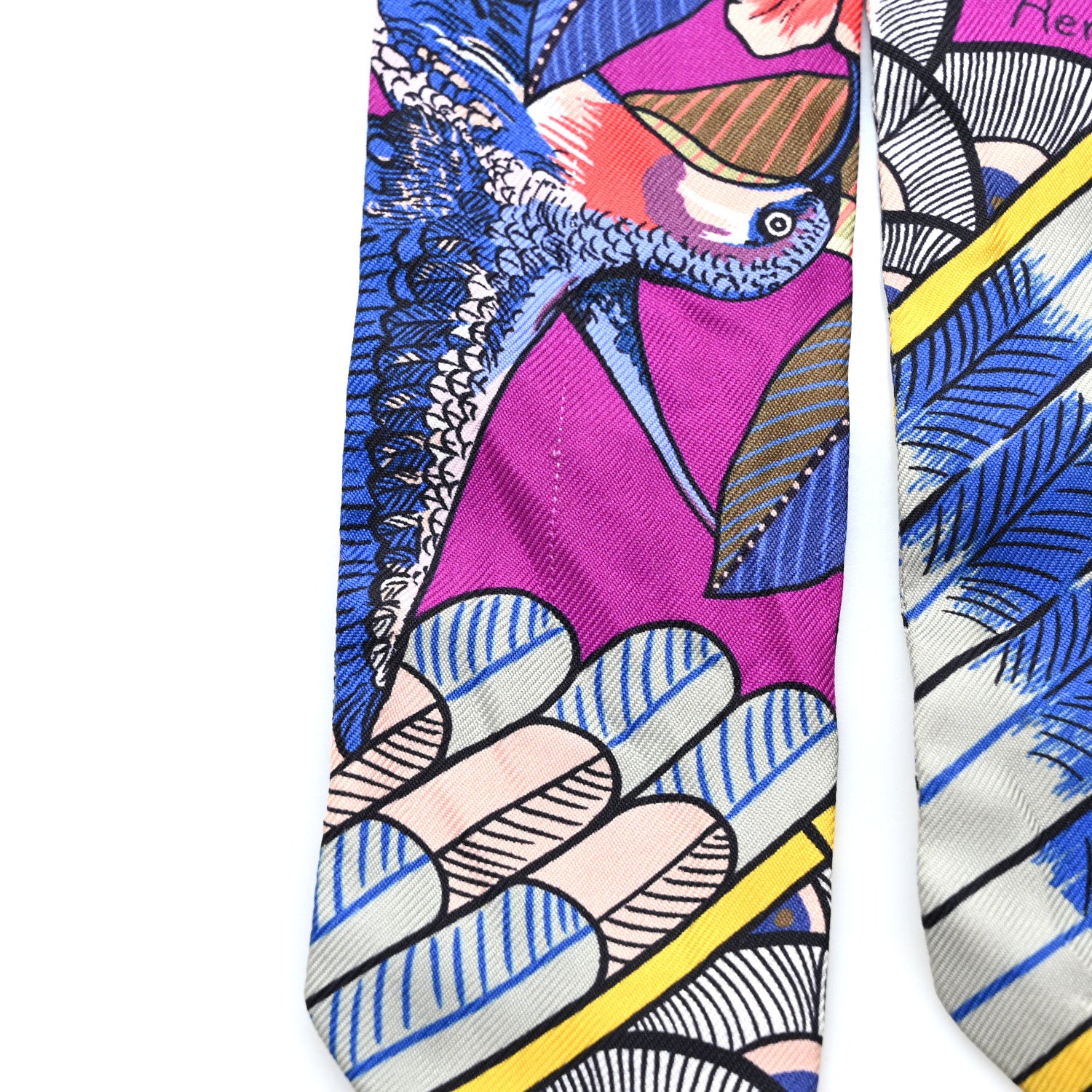Hermes Silk Tree Of Song Twilly Fuchsia Bleu Rouge 5 of 5