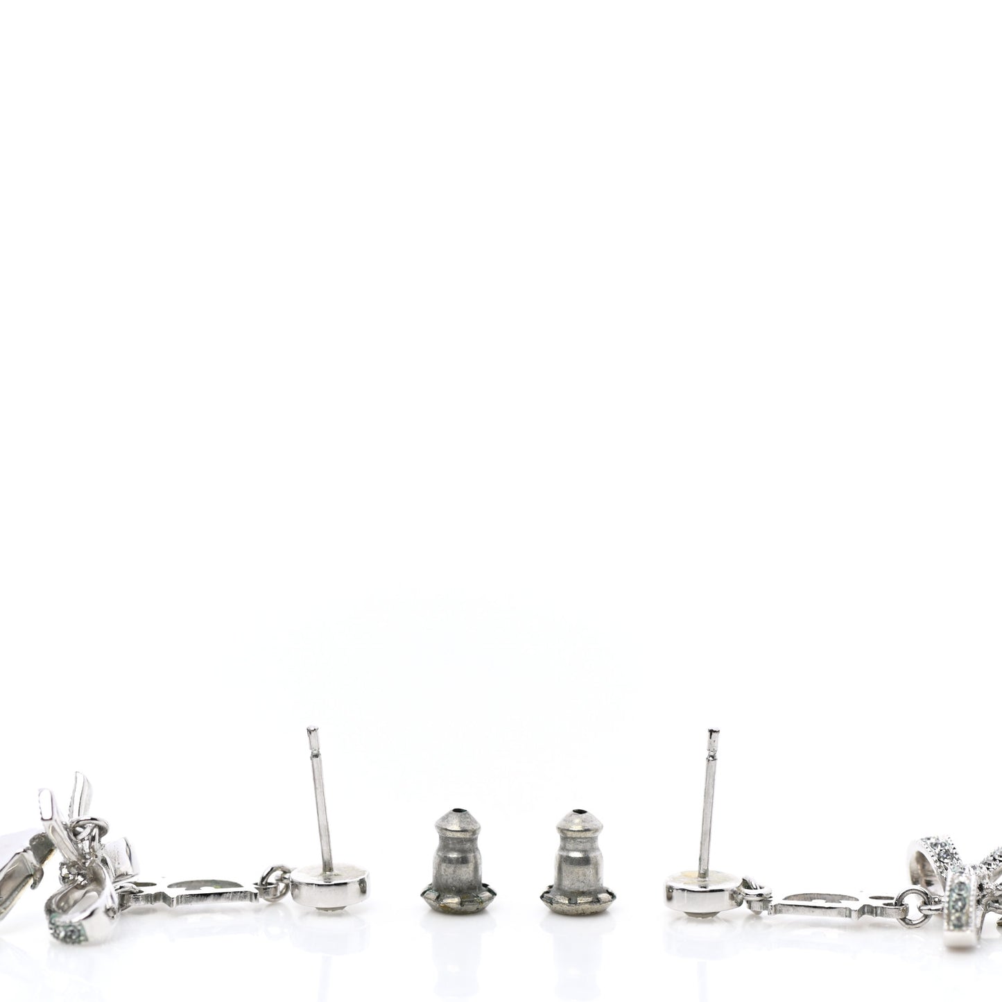 Crystal Bow Hoop Earrings Silver