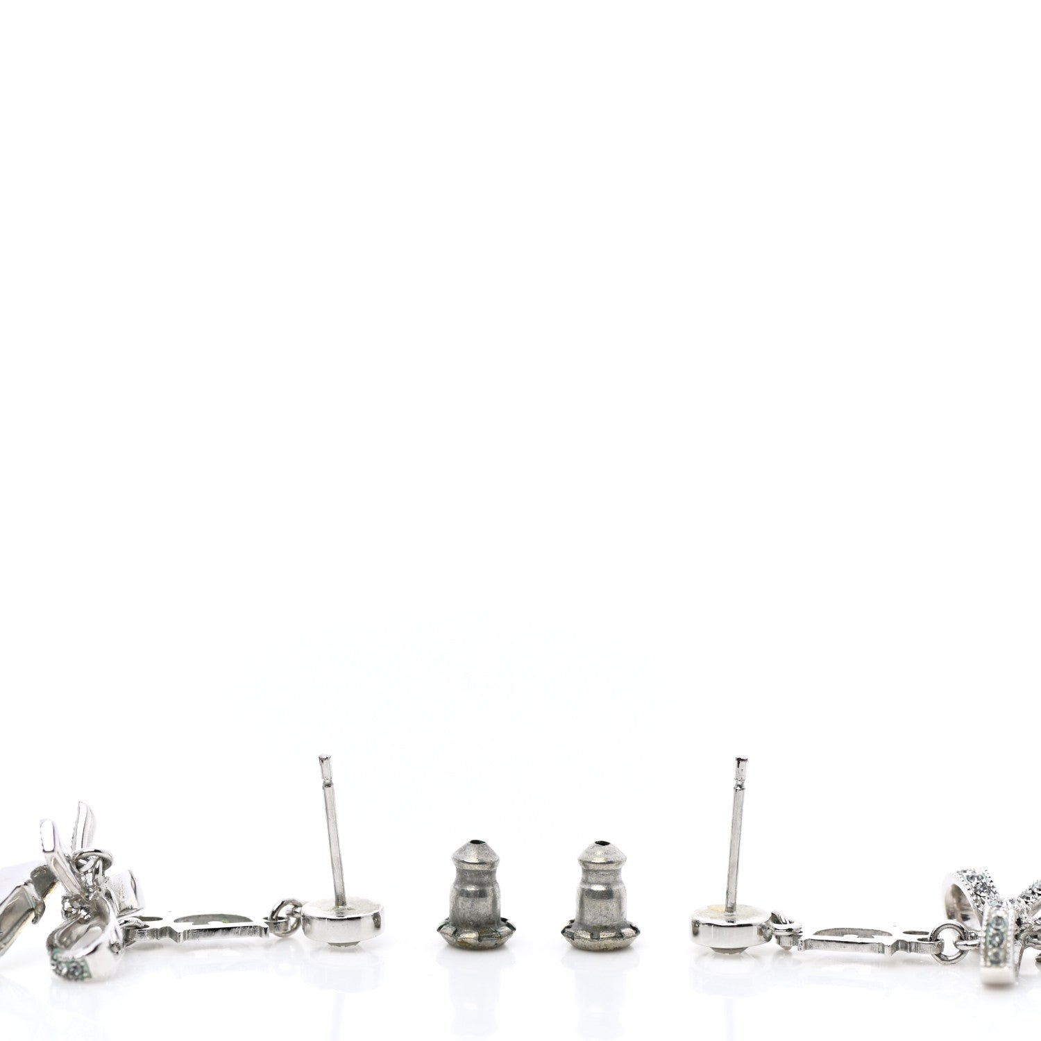 Christian Dior Crystal Bow Hoop Earrings Silver 3 of 4