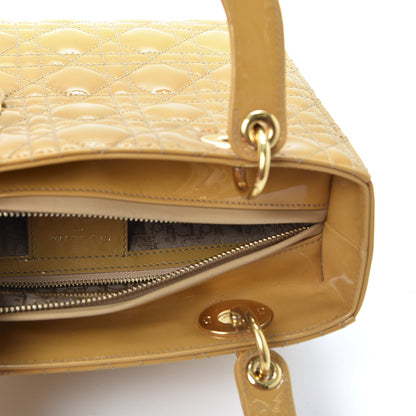 Christian Dior Metallic Patent Cannage Medium Lady Dior Yellow 4 of 15