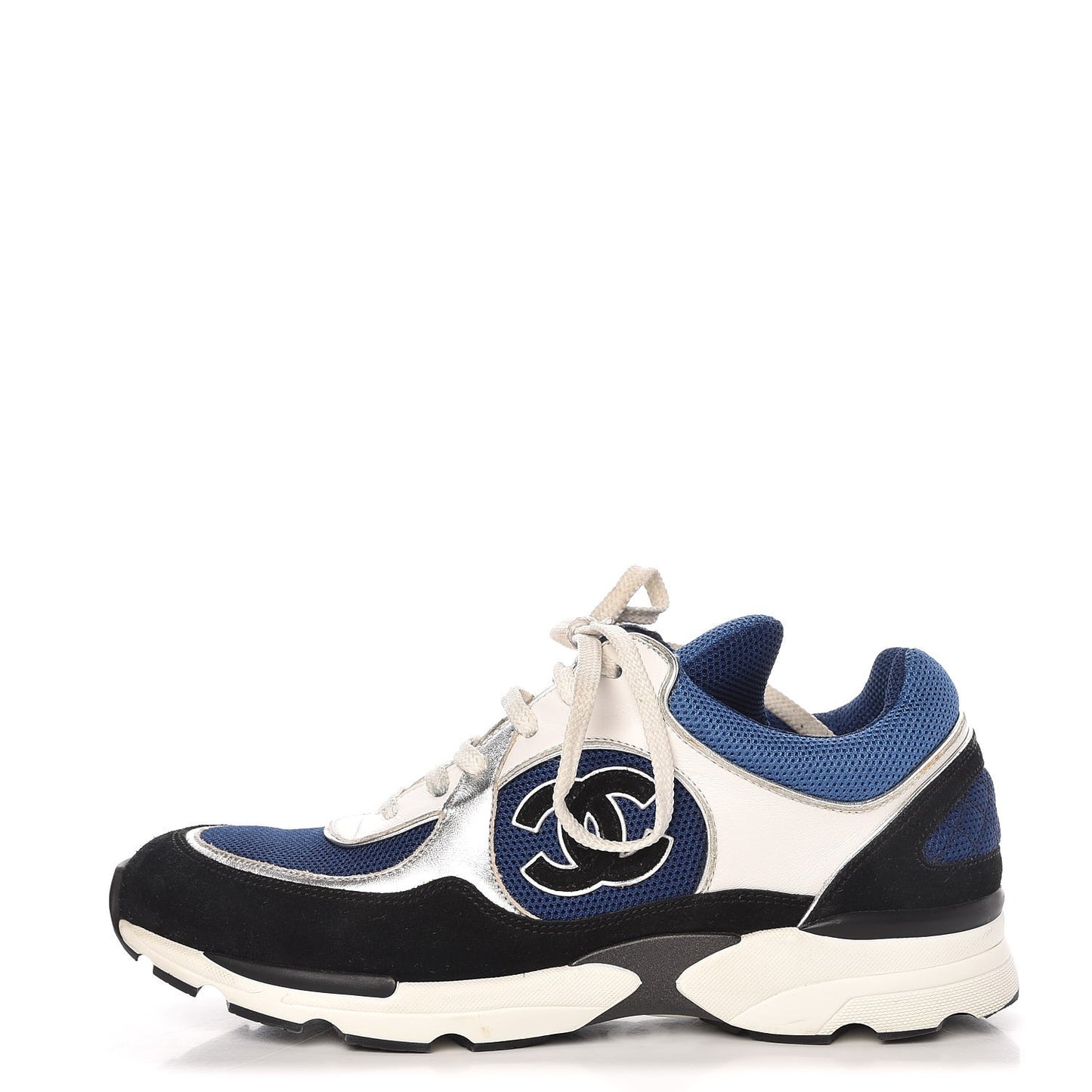 Suede Calfskin CC Sneakers 39 Blue Black