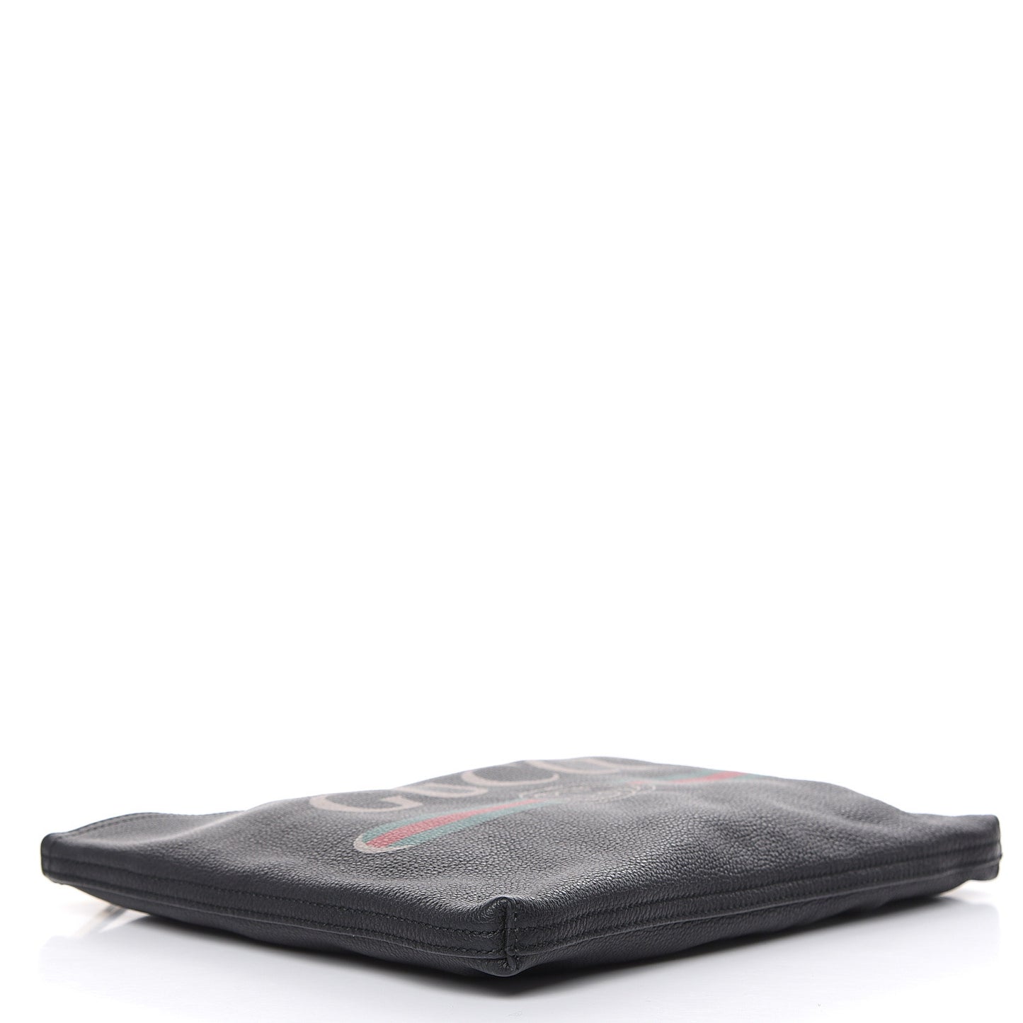 Pebbled Calfskin Medium Logo Portfolio Clutch Black