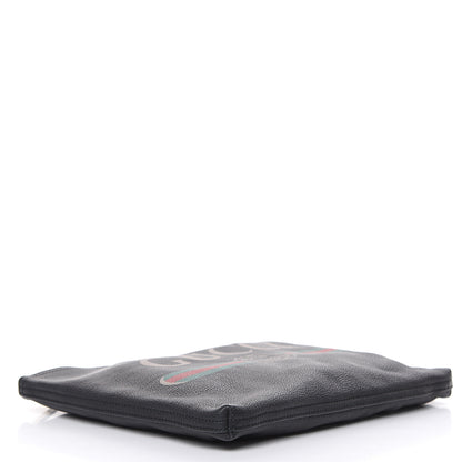 Gucci Pebbled Calfskin Medium Logo Portfolio Clutch Black 4 of 11
