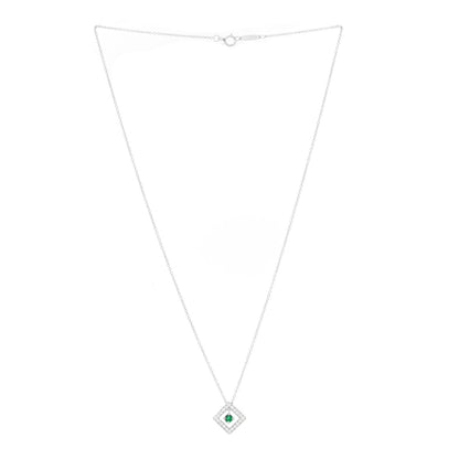 Tiffany Platinum Diamond Emerald Square Pendant Necklace 2 of 3