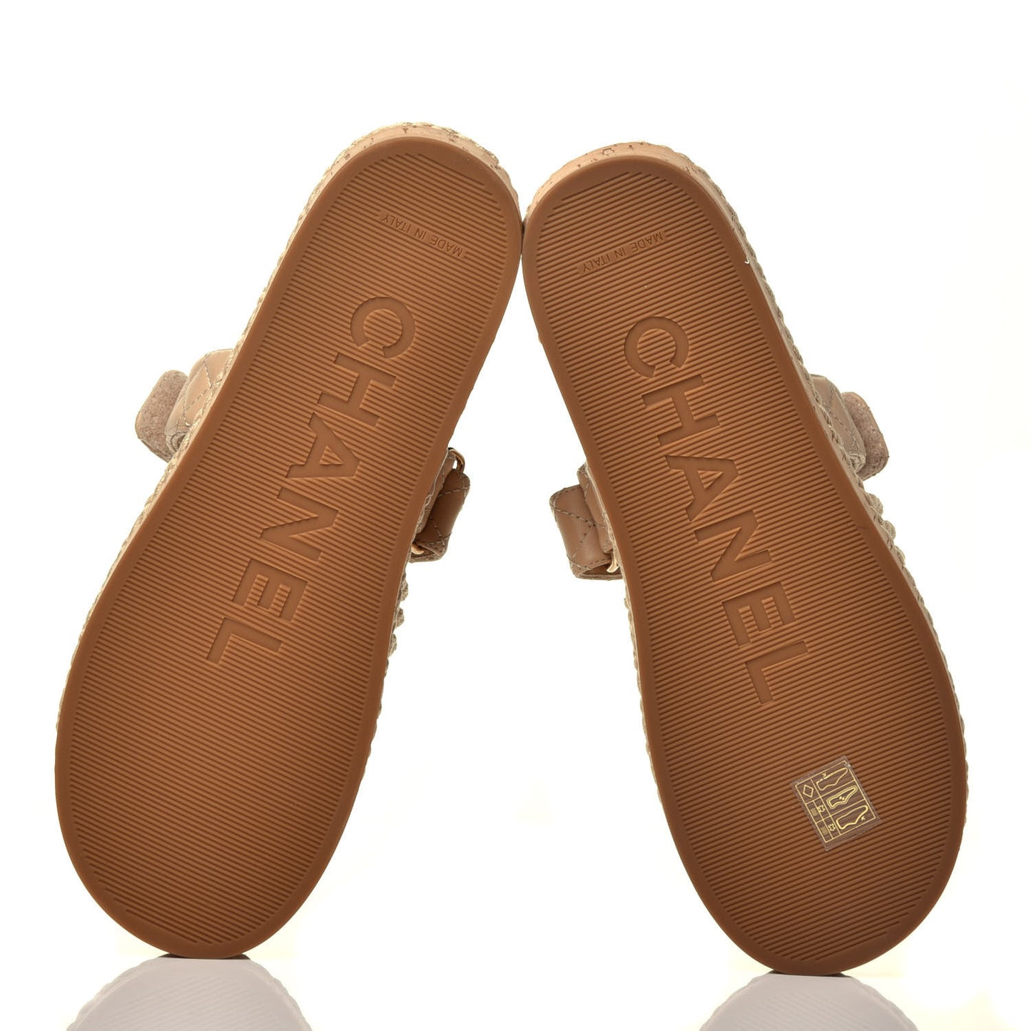 Cord Lambskin Quilted Logo Mules 41 Beige