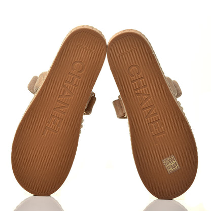 Chanel Cord Lambskin Quilted Logo Mules 41 Beige 6 of 11