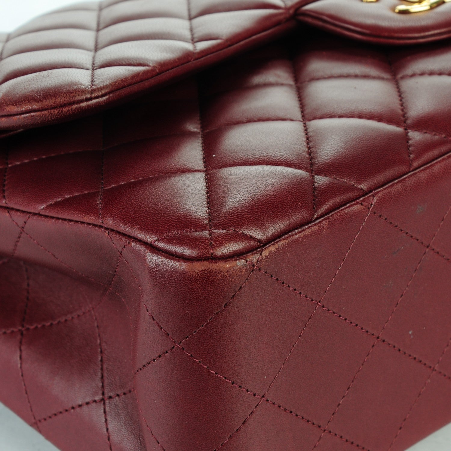 Chanel Lambskin Quilted Jumbo Double Flap Dark Red 11 of 13