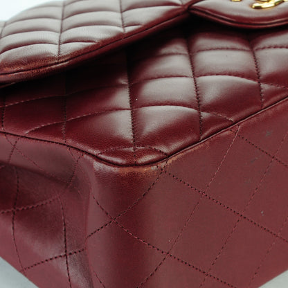 Chanel Lambskin Quilted Jumbo Double Flap Dark Red 11 of 13