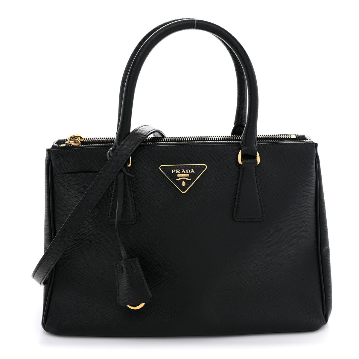 Saffiano Small Galleria Double Zip Tote Black