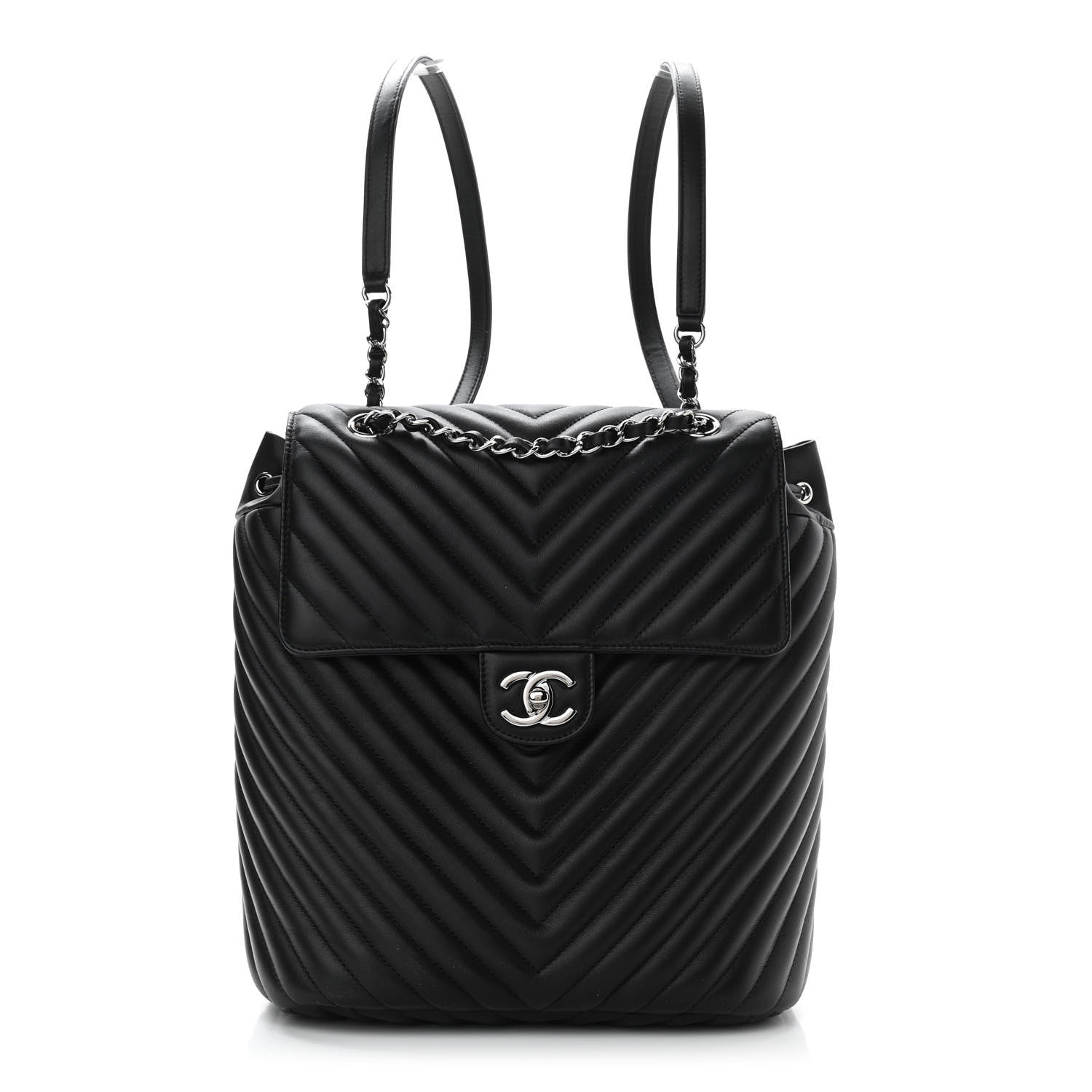 Chanel Calfskin Chevron Quilted Large Urban Spirit Backpack Black 1 of 10