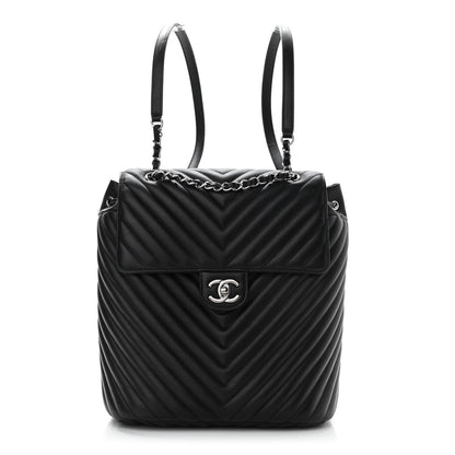 Chanel Calfskin Chevron Quilted Large Urban Spirit Backpack Black 1 of 10