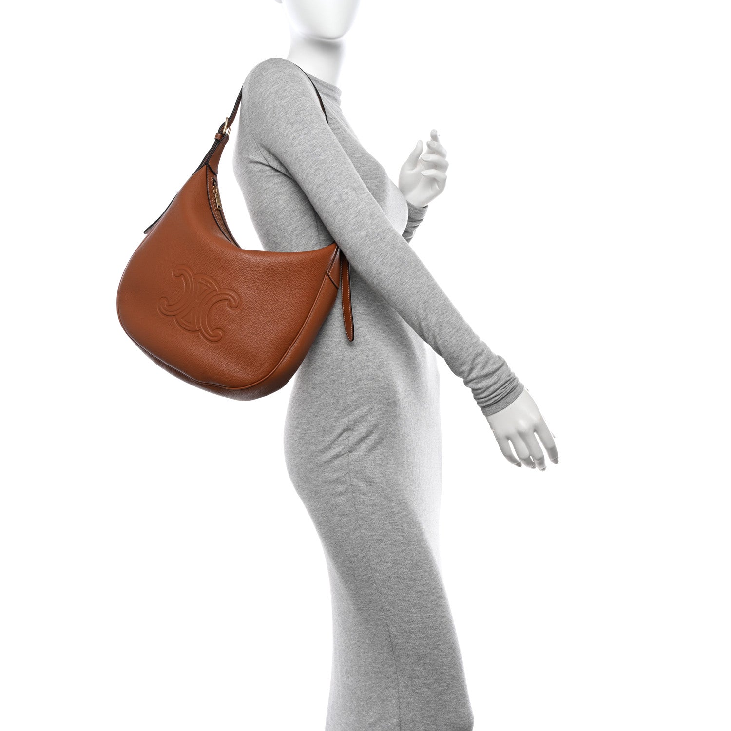 Celine Supple Calfskin Medium Triomphe Heloise Shoulder Bag Tan 2 of 12