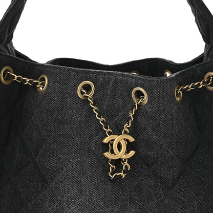 Chanel Washed Denim Quilted Small Chanel 25 Handbag Black 8 of 10