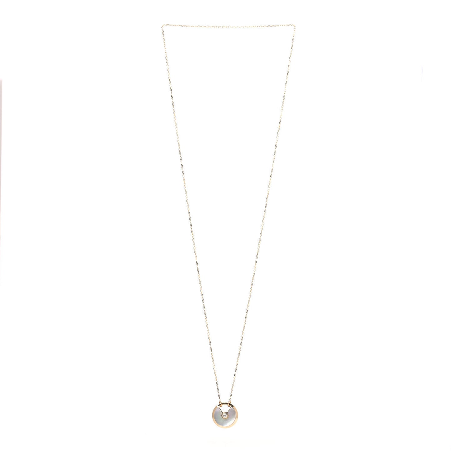 18K Yellow Gold Diamond Mother of Pearl SM Amulette de Cartier Pendant Necklace