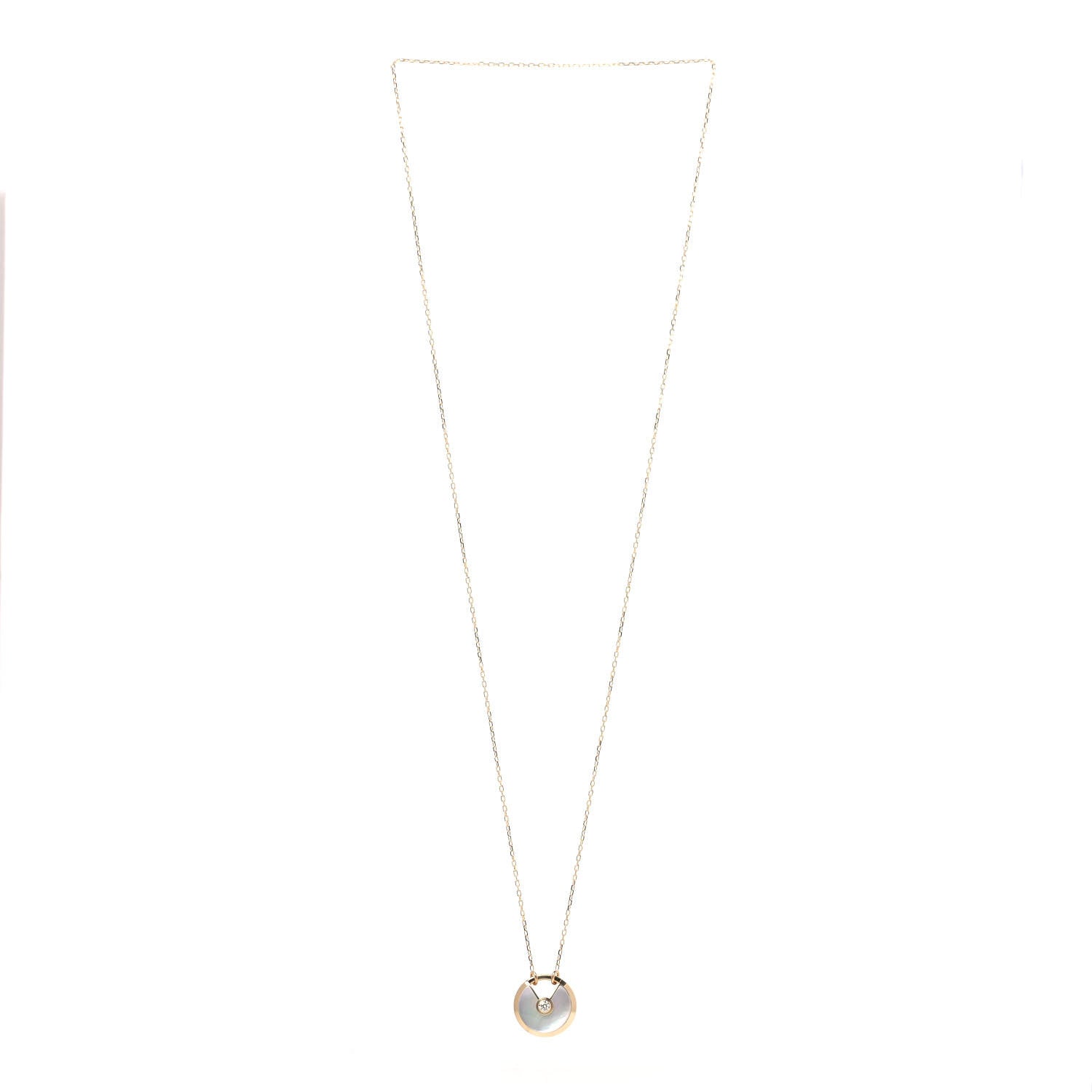 Cartier 18K Yellow Gold Diamond Mother of Pearl SM Amulette de Cartier Pendant Necklace 3 of 6
