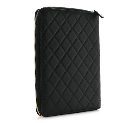 Chanel Caviar Quilted Zip Around Notebook Agenda Cover Black 3 of 10