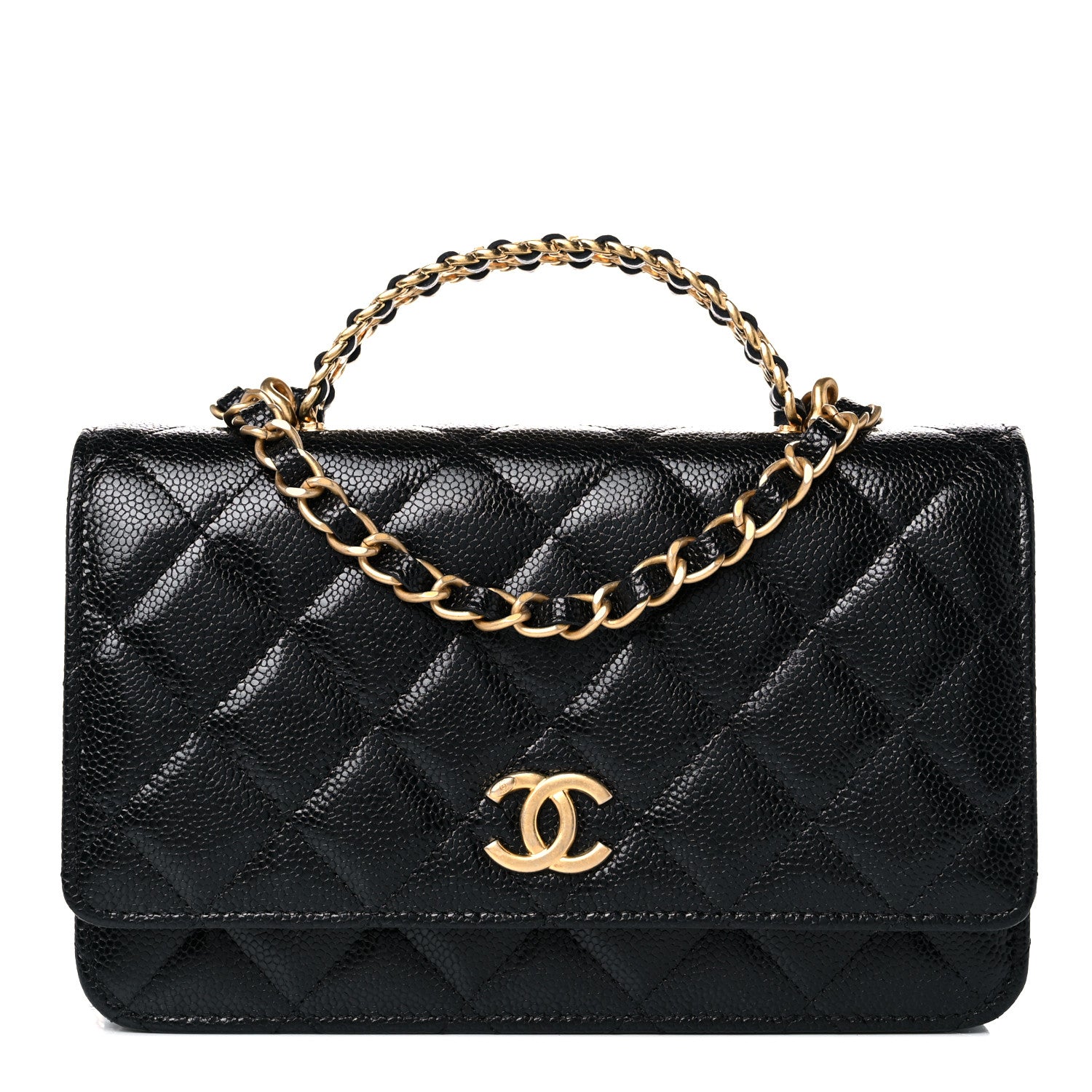 Chanel Shiny Caviar Quilted Pick Me Up Wallet On Chain WOC Black 1 of 14