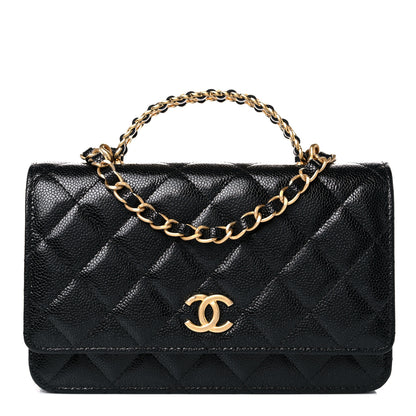 Chanel Shiny Caviar Quilted Pick Me Up Wallet On Chain WOC Black 1 of 14