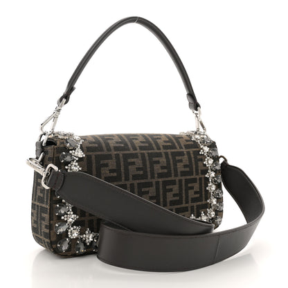 Fendi Fabric Jacquard FF 1974 Crystal Embellished Baguette Tobacco Moro Multicolor 3 of 10