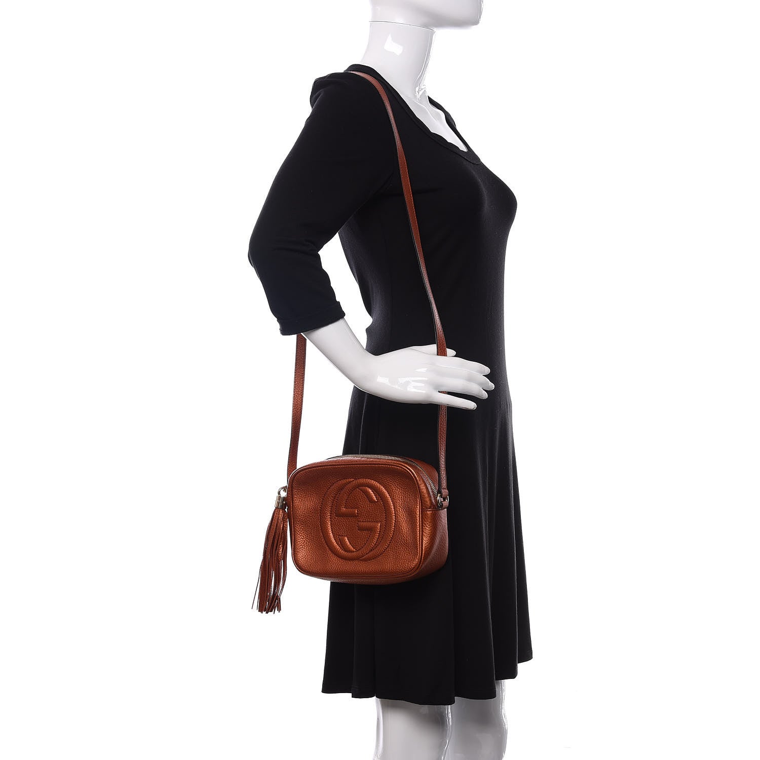 Gucci Metallic Pebbled Calfskin Small Soho Disco Bag Burnt Orange 2 of 11