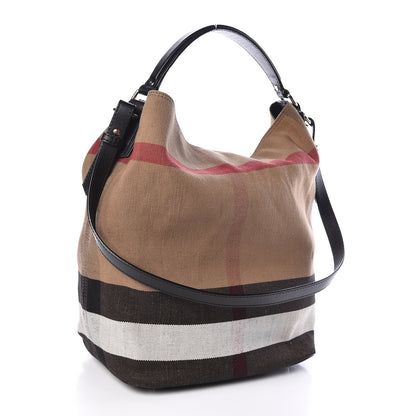 Burberry Canvas Mega Check Medium Ashby Hobo Black 4 of 10