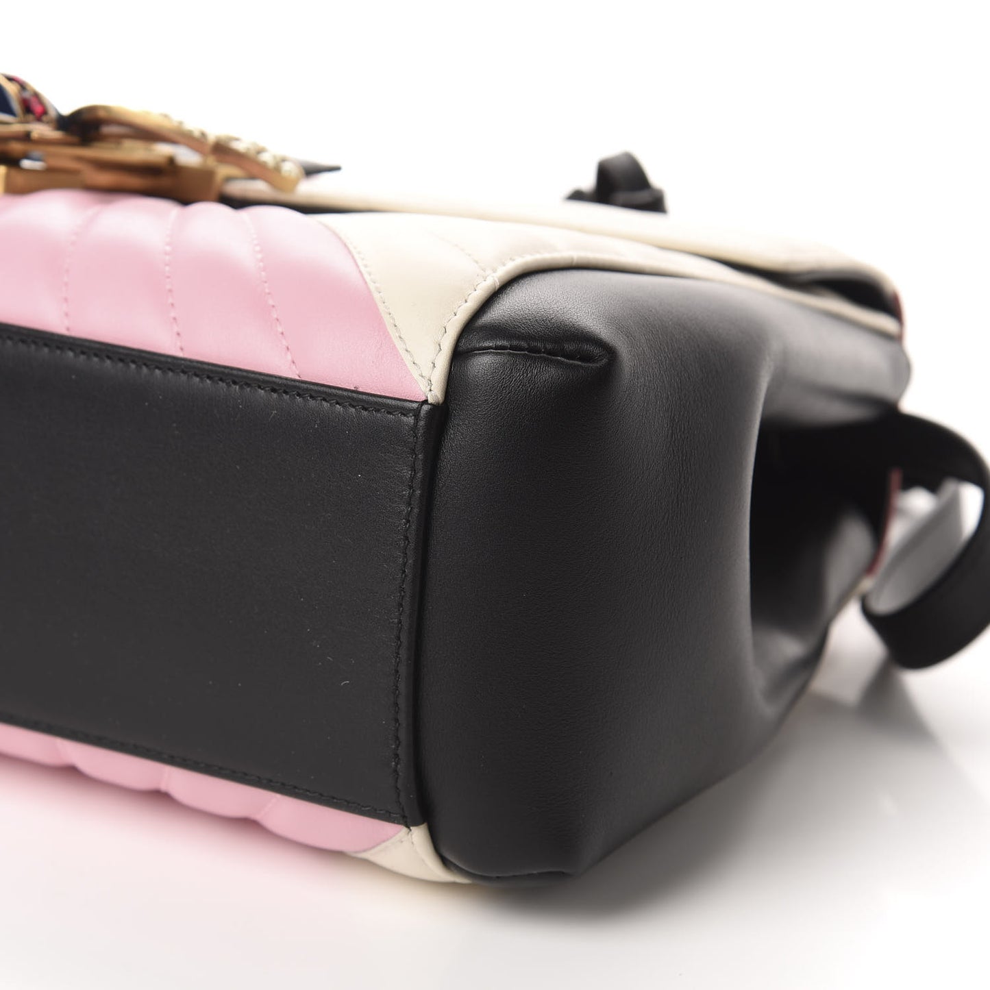 Calfskin Bamboo Trapuntata Queen Margaret Top Handle Bag Blue Agata Hibiscus Red Mystic White Sugar Pink
