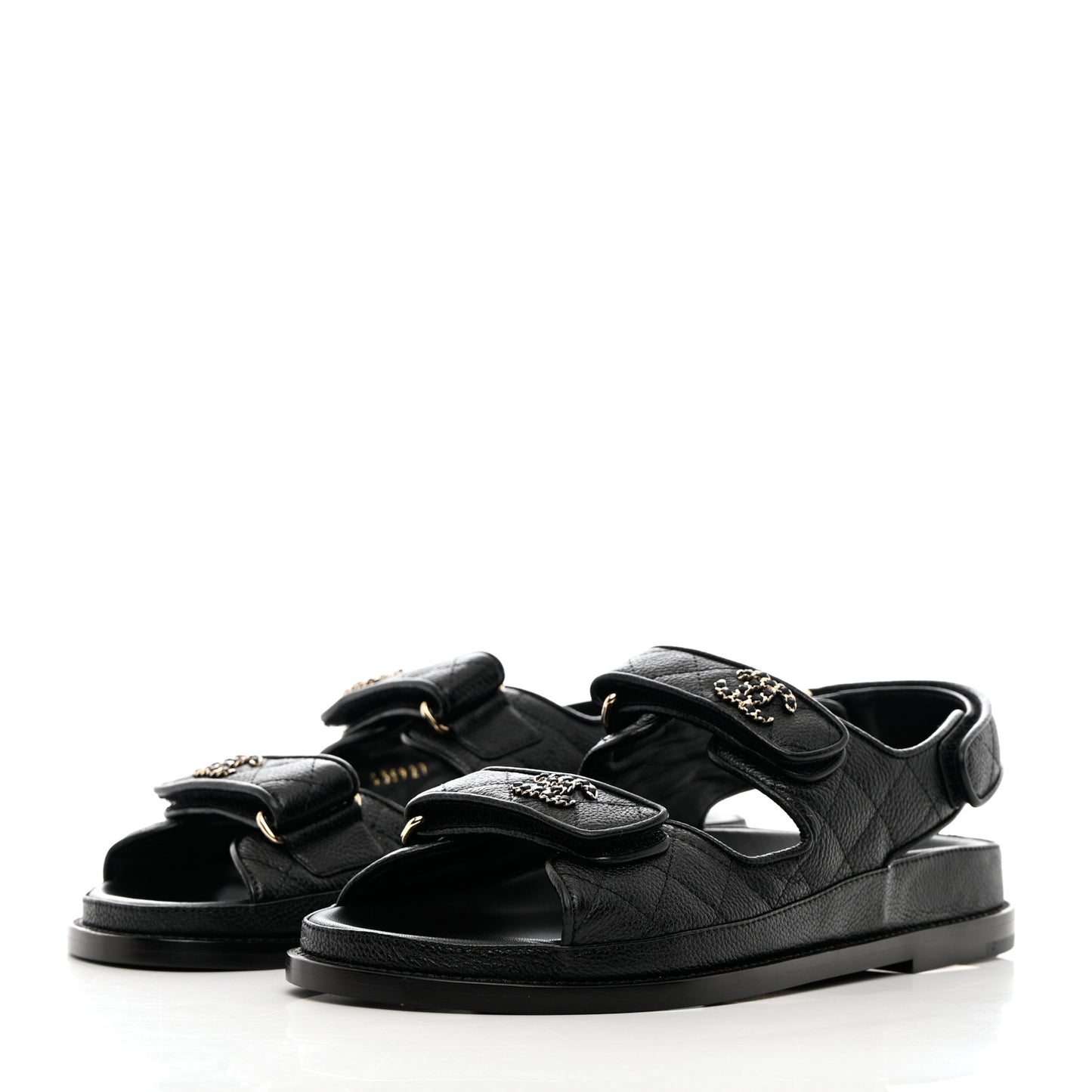 Grained Calfskin Velcro Dad Sandals 36.5 Black