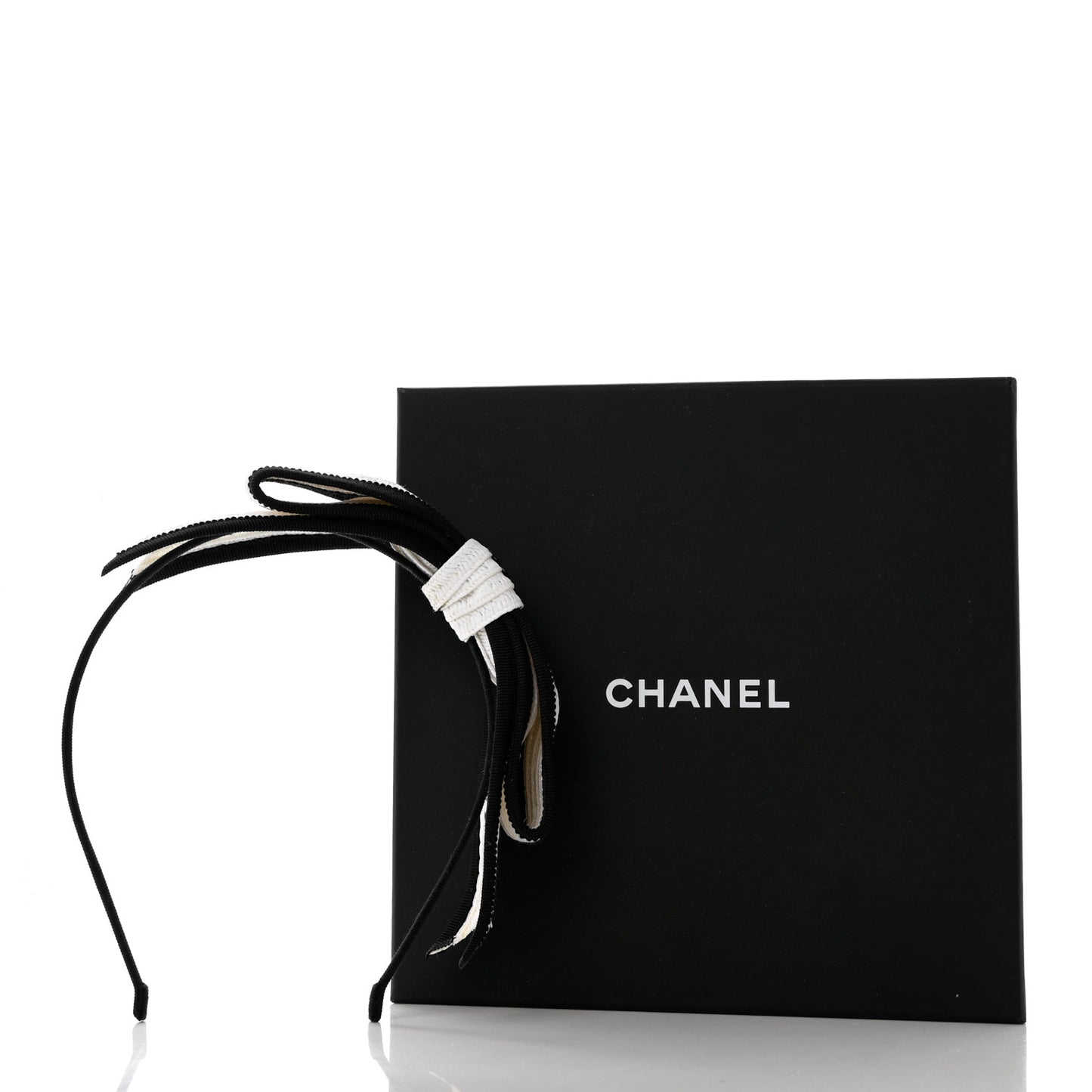Raffia Bow CC Headband Black White