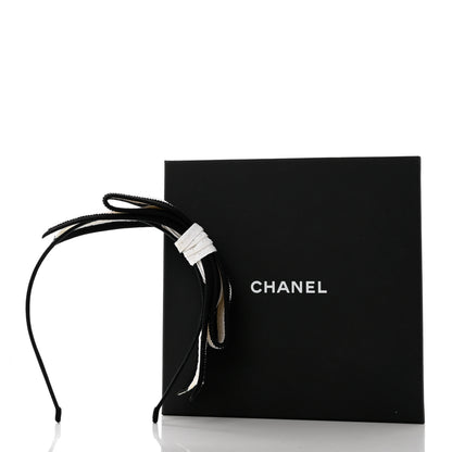 Chanel Raffia Bow CC Headband Black White 7 of 7
