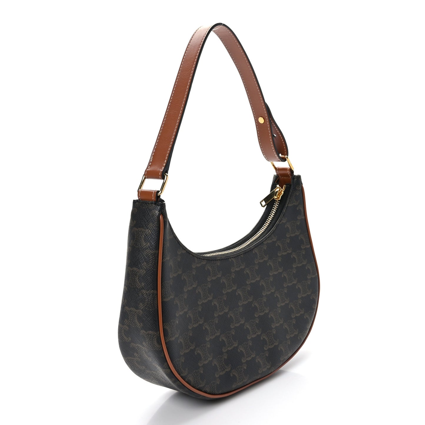 Triomphe Canvas Calfskin Ava Shoulder Bag Tan