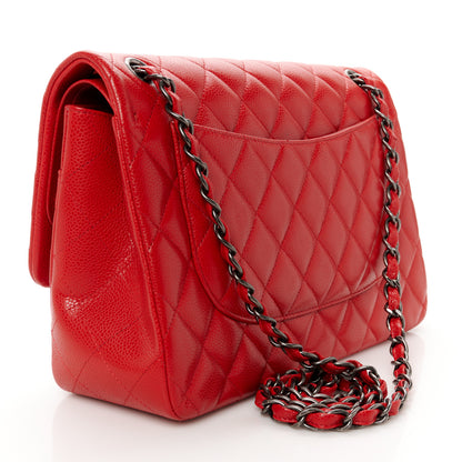 Chanel Caviar Quilted Jumbo Double Flap Red 3 of 11