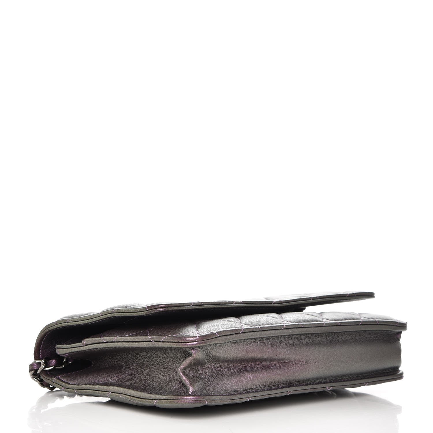 Chanel Iridescent Lambskin Quilted Wallet On Chain WOC Purple 4 of 8