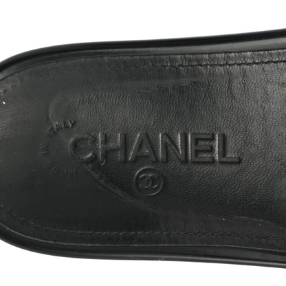 Chanel Fantasy Lambskin Pearl Chain CC Flat Mules 37 Silver Black 6 of 9