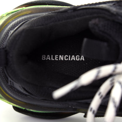 Balenciaga Fabric Mesh Clear Sole Womens Triple S Sneakers 35 Black Yellow Fluo 4 of 4