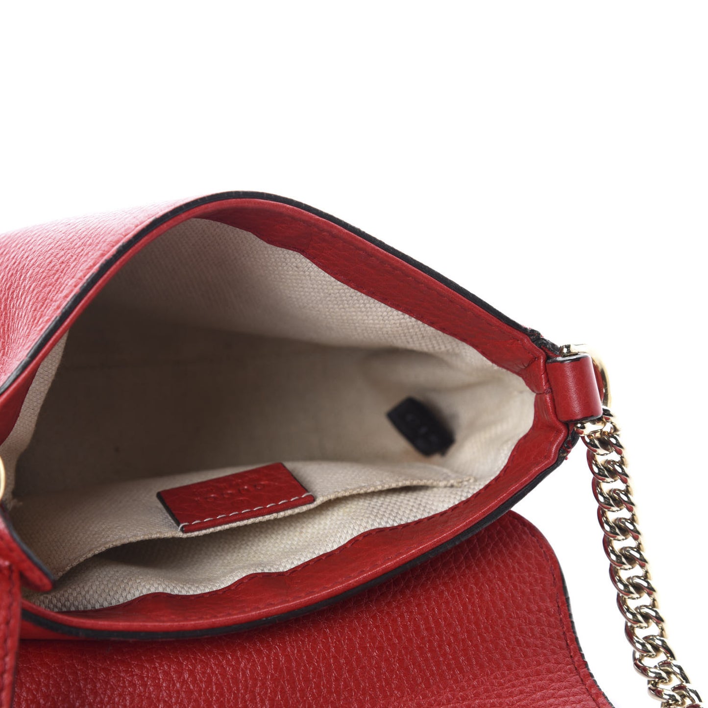 Pebbled Calfskin Small Soho Flap Crossbody Red