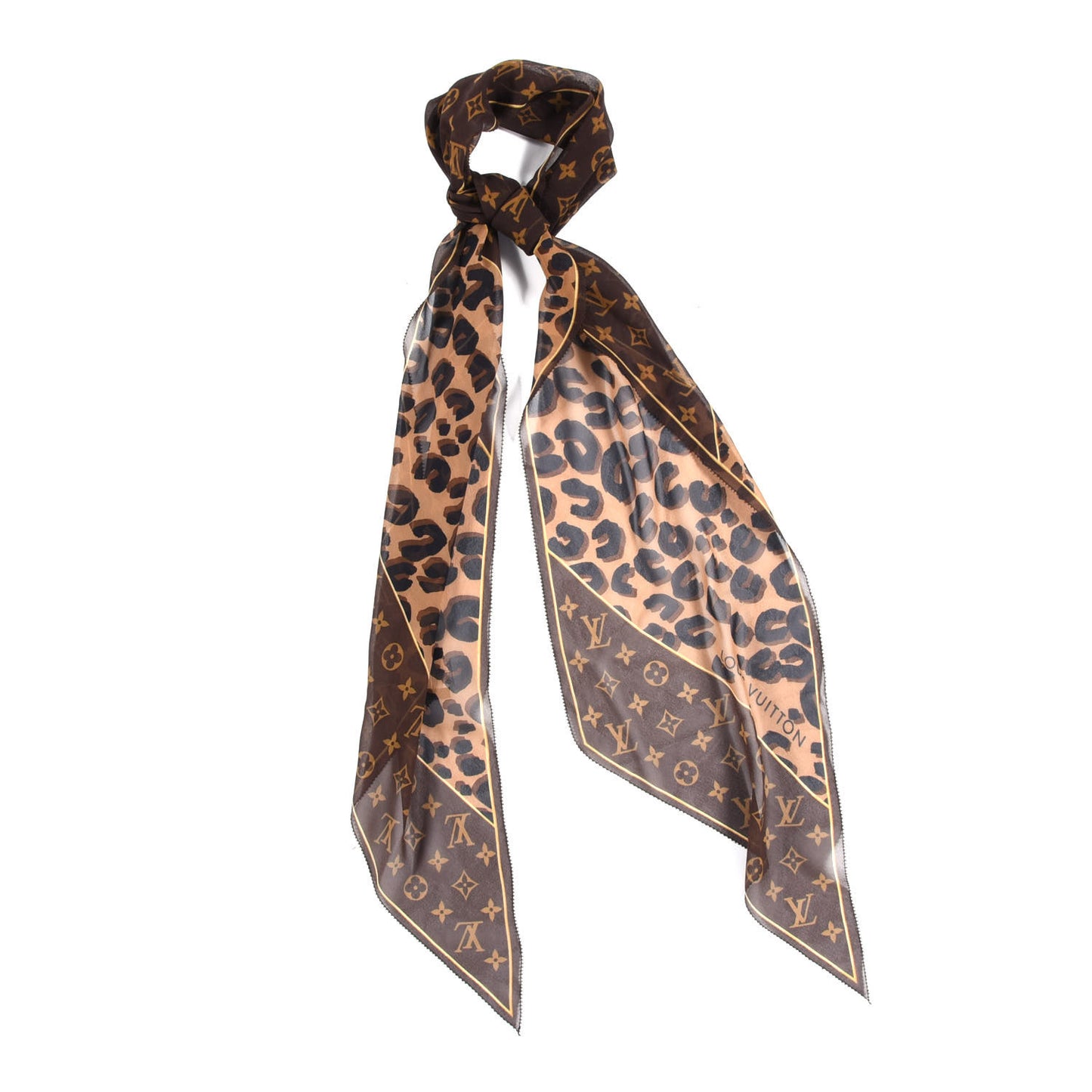 Silk Crepe Leopard Monogram Scarf