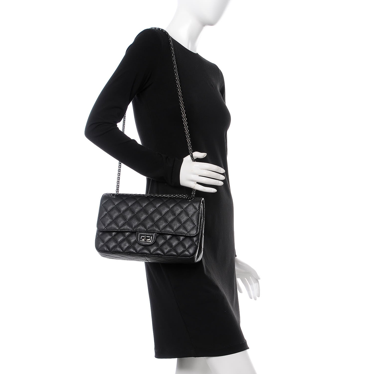 Chanel Crumpled Calfskin Quilted 2.55 Reissue 226 Flap So Black 3 of 9