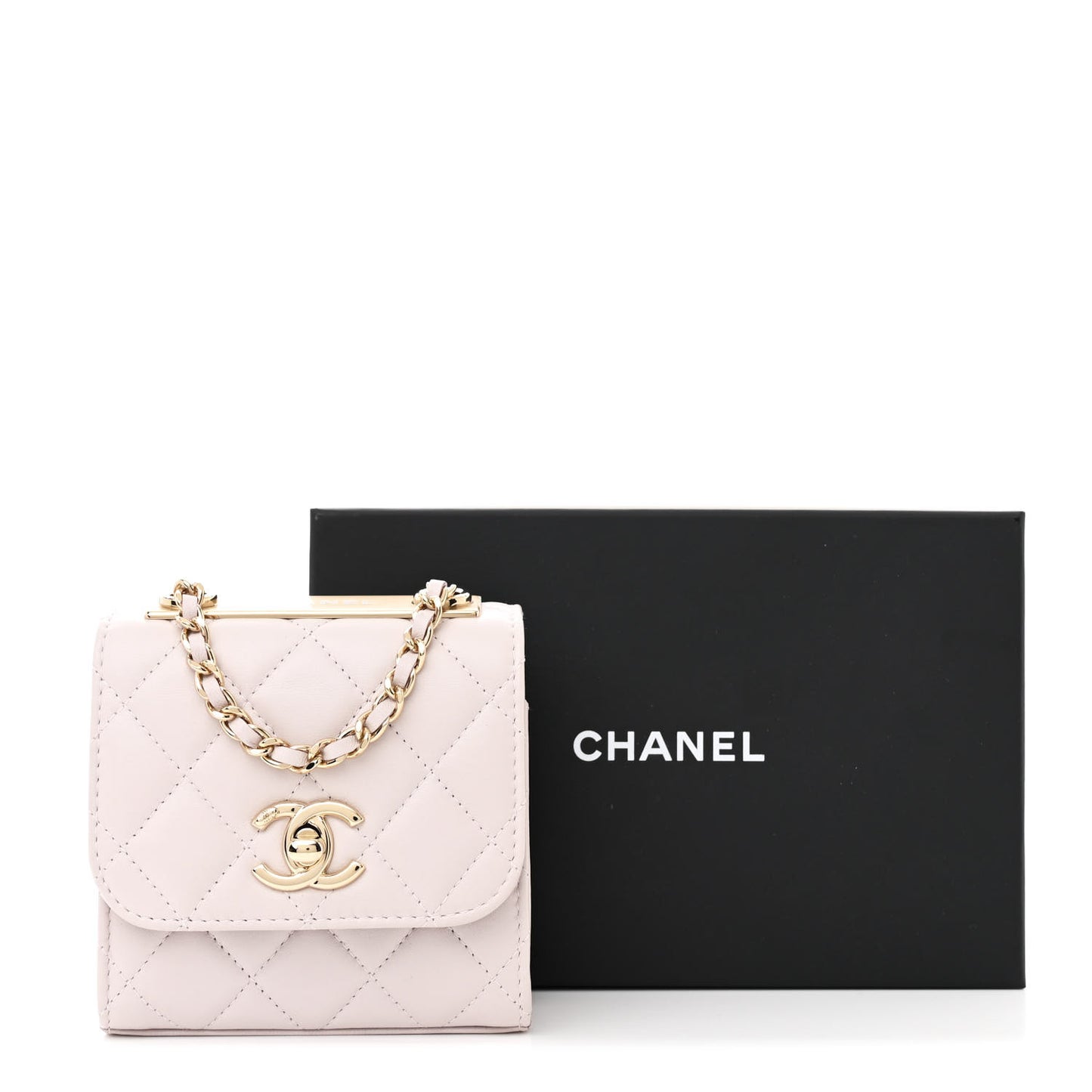 Lambskin Quilted Mini Trendy CC Clutch With Chain Lilac
