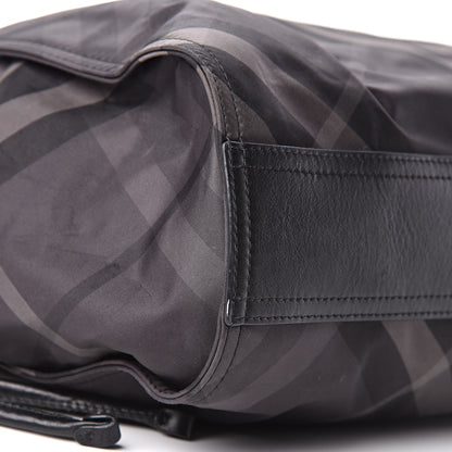 Burberry Nylon Check Small Buckleigh Packable Tote Charcoal 14 of 15