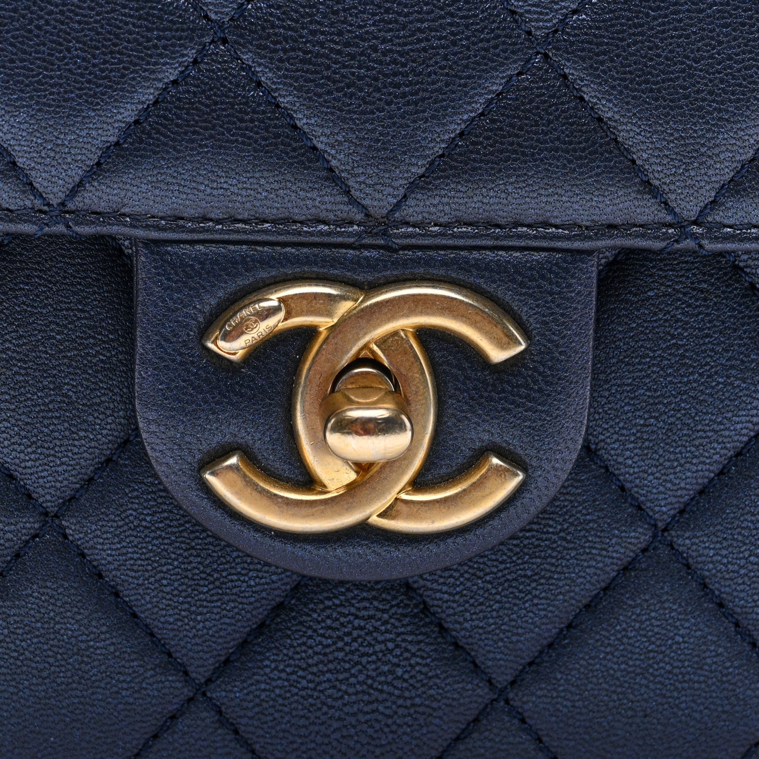 Chanel Iridescent Lambskin Quilted Chic Pearls Flap Navy Blue 8 of 10
