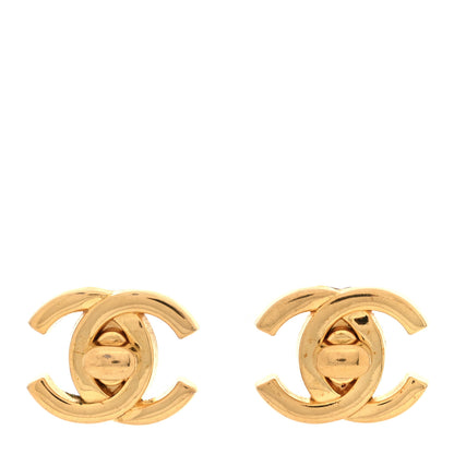 Chanel Metal CC Turnlock Clip On Earrings Gold 1 of 5